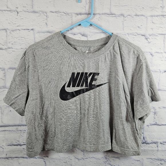 Nike Tops - Nike Gray Crop Top Large Loose Fit